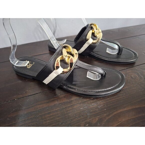 NWOB New York & Company Cassandra Black and White Thong Sandal/Sz. 9 - Picture 1 of 9